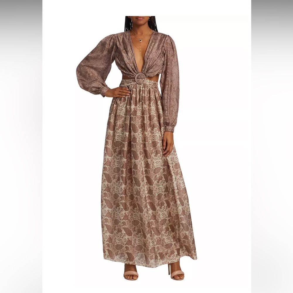 NWT Hannah Artwear Rio Cutout Silk Maxi Dress. Size 3 (US 10-12).